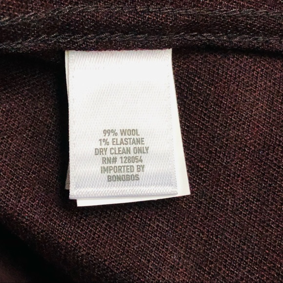 NWT Bonobos, Burgundy Unbutton Down Wool Shirt, M - Picture 6 of 8